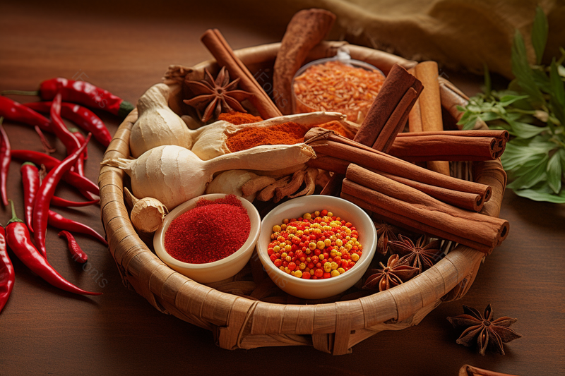 姜大蒜碗碟不同调味料原材料摆放在一起摄影背景,高清,摄影图,摄影图片,图片大全,摄影图免费下载